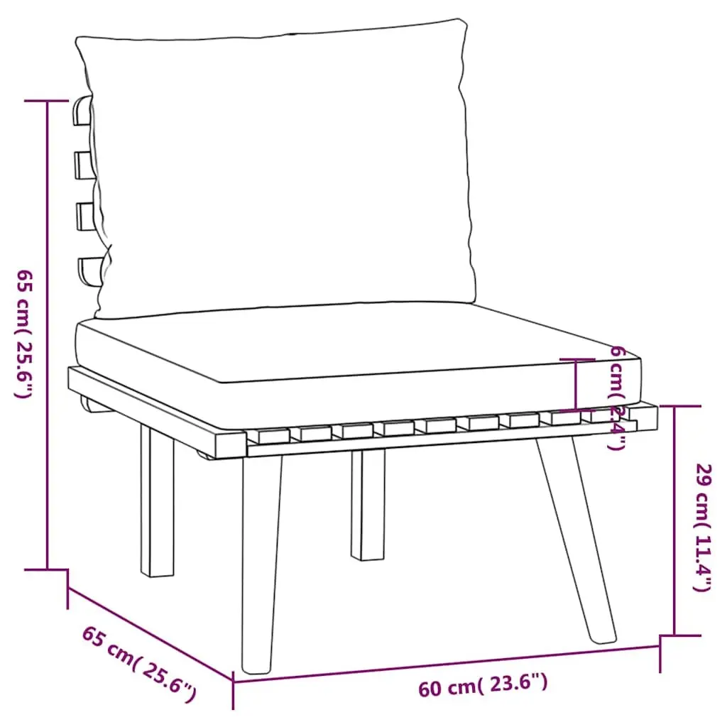 7 Piece Garden Lounge Set for Outdoor Patio Solid Acacia Wood with Cushions