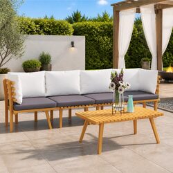4-Piece Outdoor Garden Lounge Set: Solid Wood, Brown