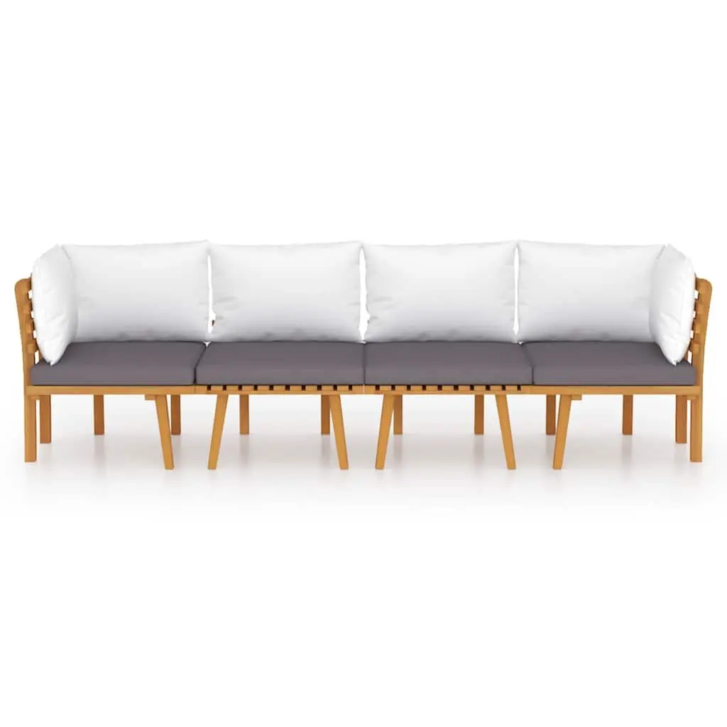 Garden Lounge Set 4 Piece Outdoor Patio Furniture Brown Solid Wood