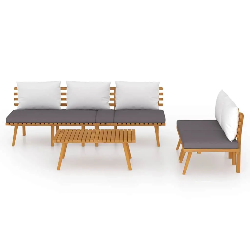 4 Piece Garden Lounge Set Outdoor Patio Furniture Solid Acacia Wood with Cushions