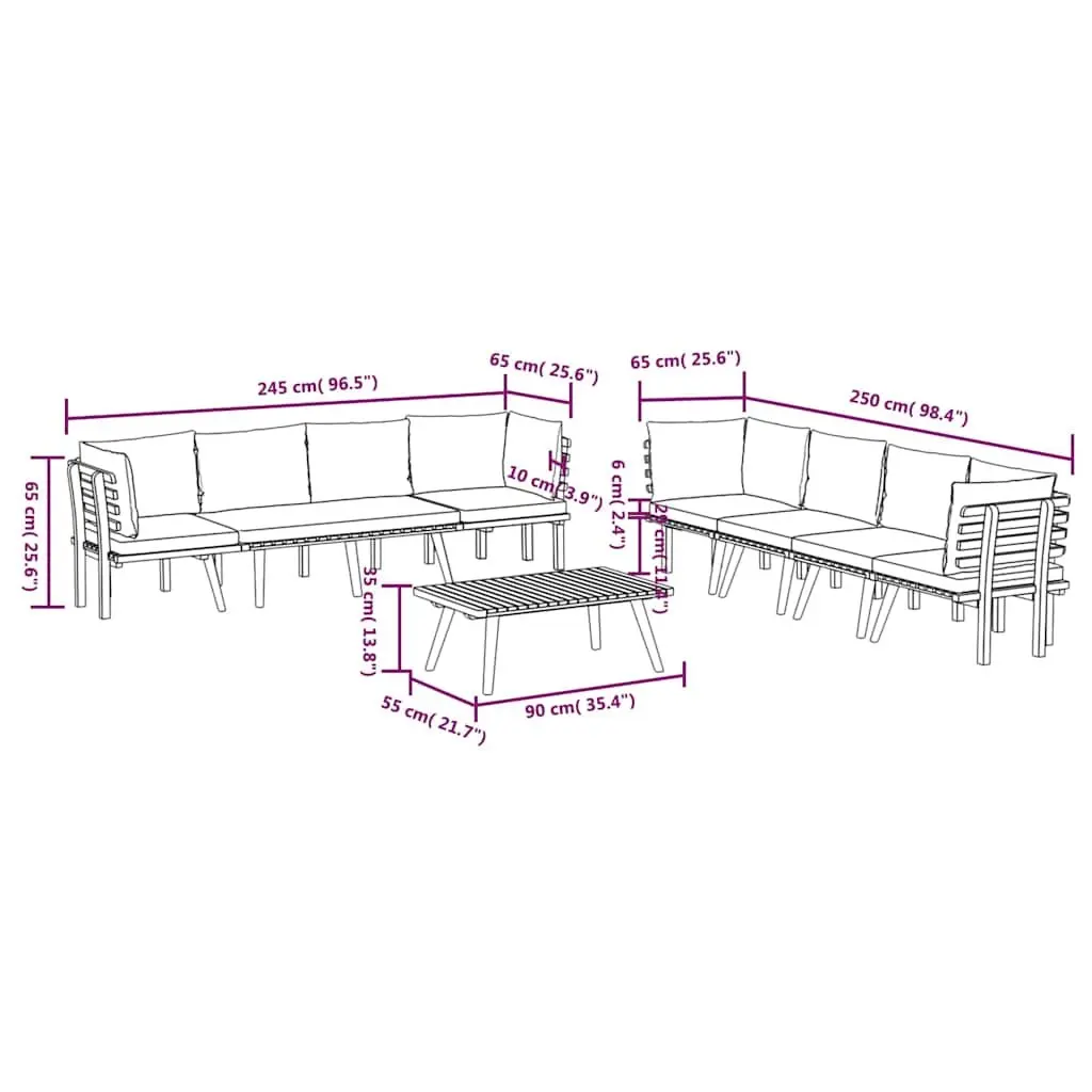 8-Piece Solid Wood Garden Lounge Set