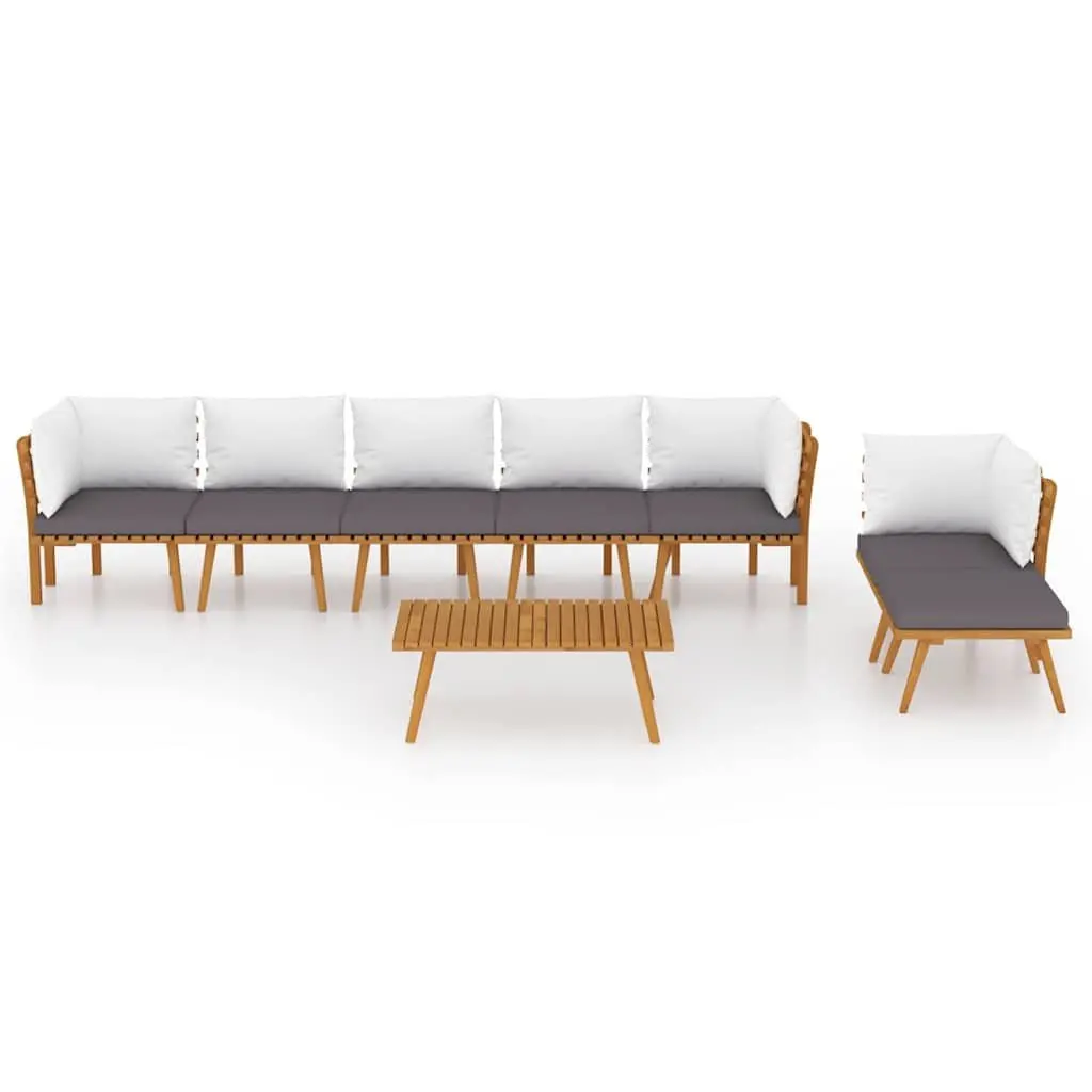 8 Piece Garden Lounge Set Outdoor Furniture Solid Acacia Wood with Cushions