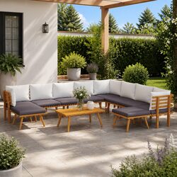 11 Piece Outdoor Furniture Set - Solid Acacia Wood Design