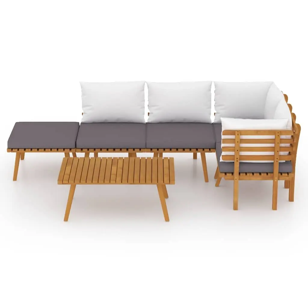 6 Piece Solid Acacia Wood Garden Lounge Set with Cushions