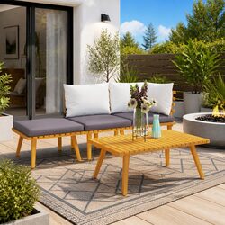 Specifications for Garden Lounge Set: 4 Pieces of Solid Wood