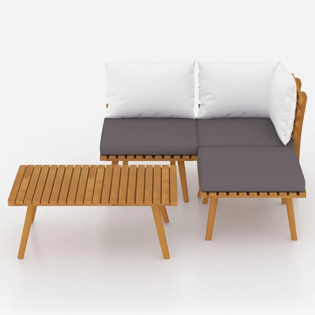 Garden Lounge Set Outdoor Furniture 4 Piece Brown Solid Wood Slatted
