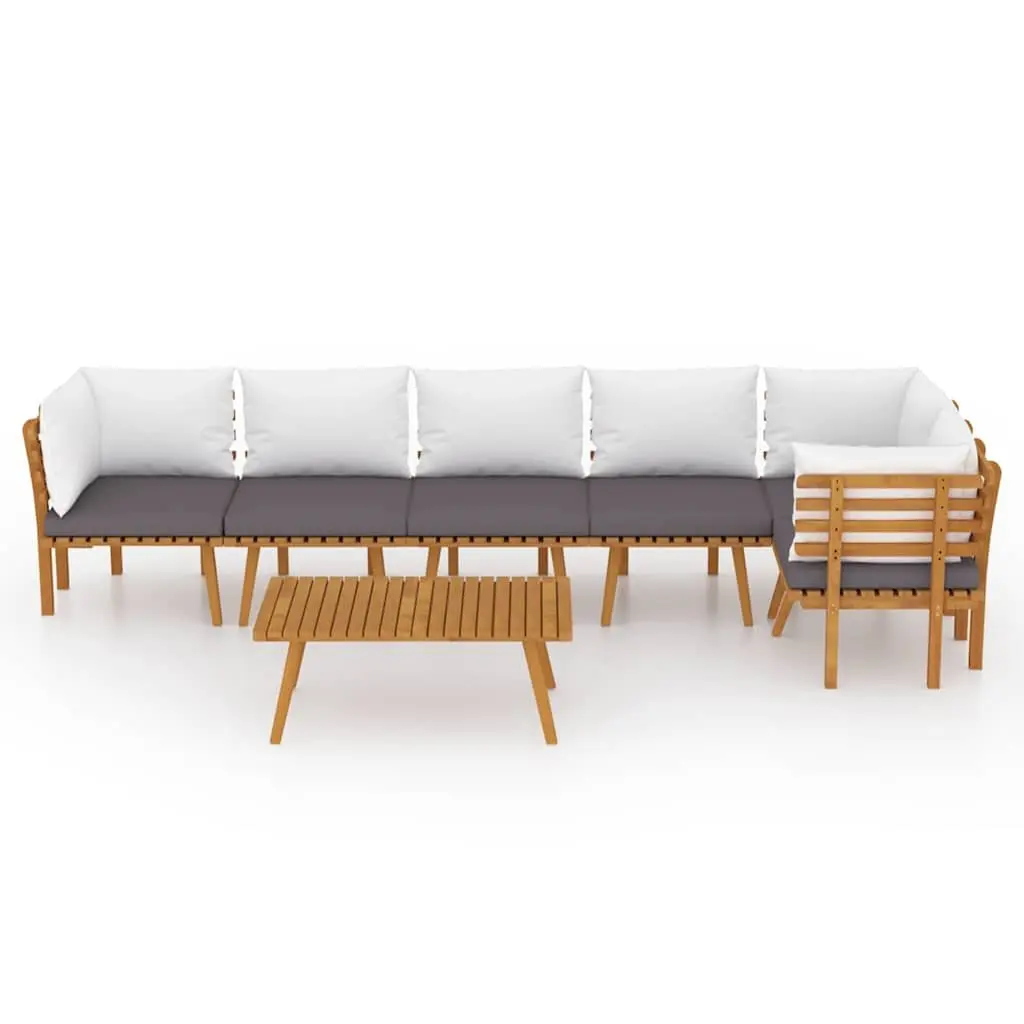 7 Piece Outdoor Garden Lounge Set for Patio Solid Acacia Wood with Cushions