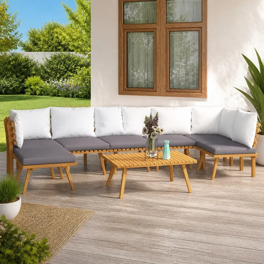Garden Lounge Set 8 Piece Outdoor Patio Furniture Solid Wood Acacia with Cushions