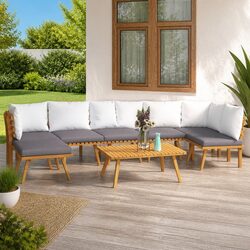 Garden Lounge Set 8 Piece Outdoor Patio Furniture Solid Wood Acacia with