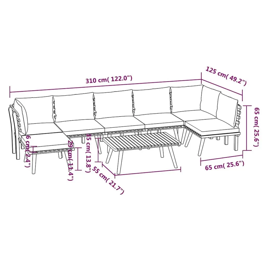 Garden Lounge Set 8 Piece Outdoor Patio Furniture Solid Wood Acacia with Cushions