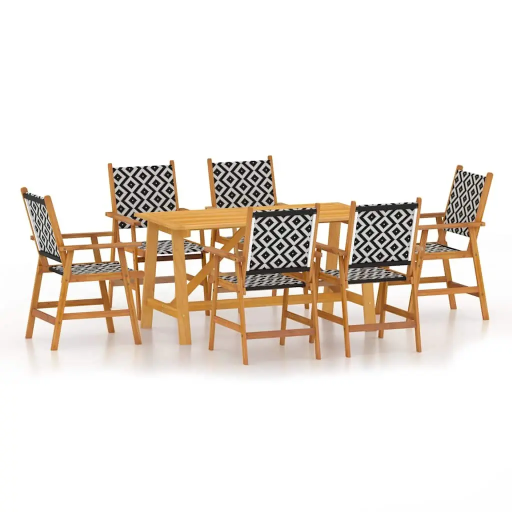 Outdoor Garden Dining Set 7 Piece Acacia Wood Patio Furniture Brown