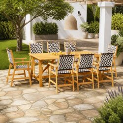 9-Piece Patio Dining Set: Solid Acacia Wood Construction