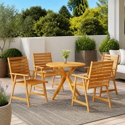 5 Piece Outdoor Dining Set: Solid Acacia Wood Construction