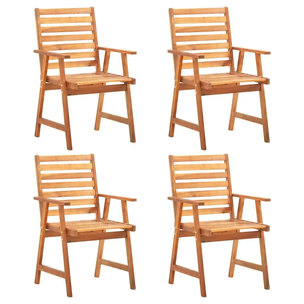 Garden Dining Set 5 Piece Outdoor Patio Table Chairs Brown Acacia Wood Furniture