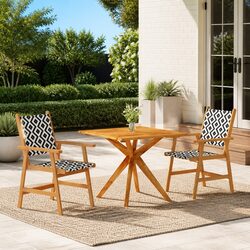 Solid Wood Garden Dining Set - 3 Pieces Included