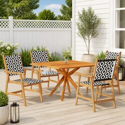 Garden Dining Set 5 Piece Outdoor Patio Furniture Solid Wood Table Chairs