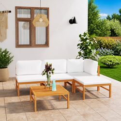 5 Piece Teak Wood Garden Lounge Set with Cushions