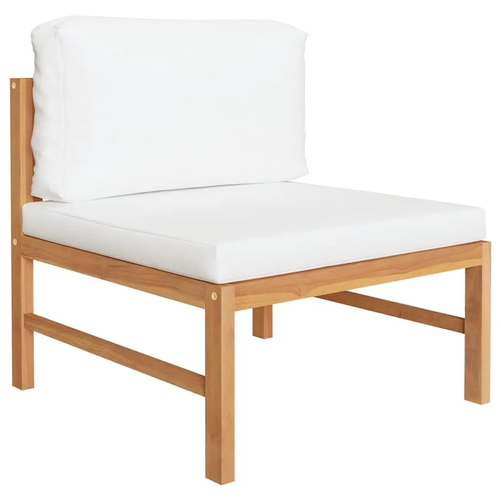 Garden Lounge Set 5 Piece Outdoor Furniture Teak Wood with Cream Cushions