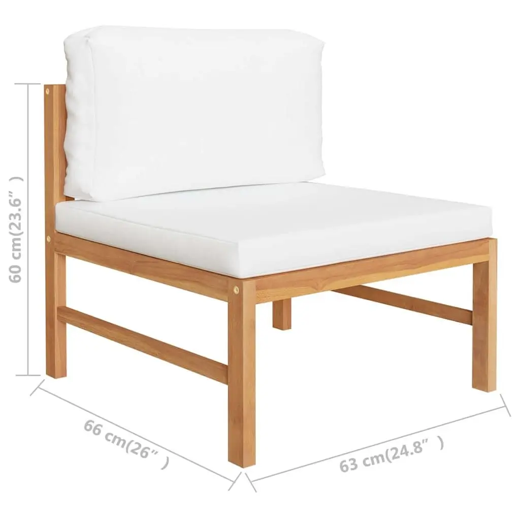 3-Seater Garden Sofa Outdoor Use Solid Teak Wood Cream Cushions