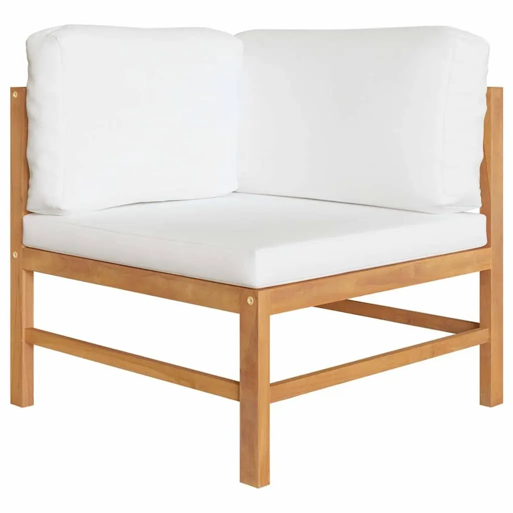 11 Piece Teak Wood Garden Lounge Set with Cream Cushions for Patio and Outdoor Use