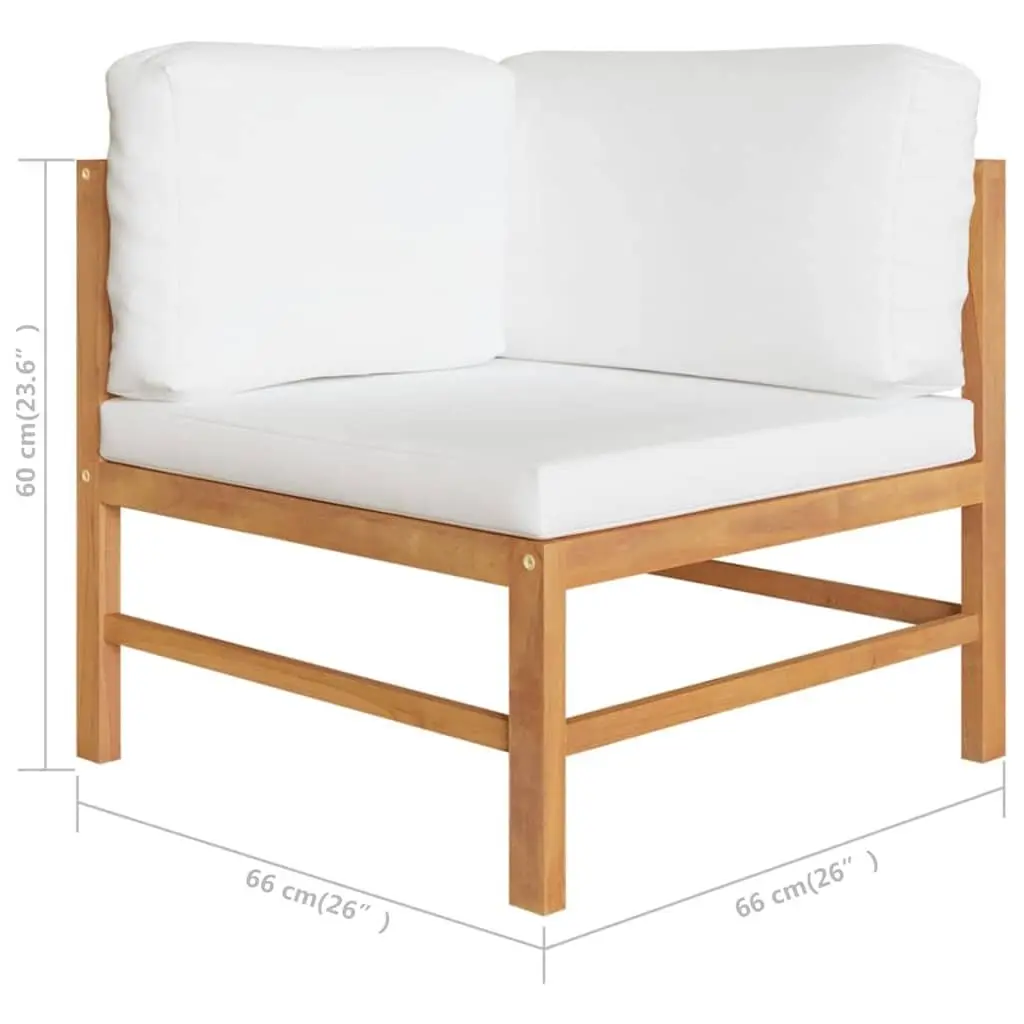 11 Piece Teak Wood Garden Lounge Set with Cream Cushions for Patio and Outdoor Use