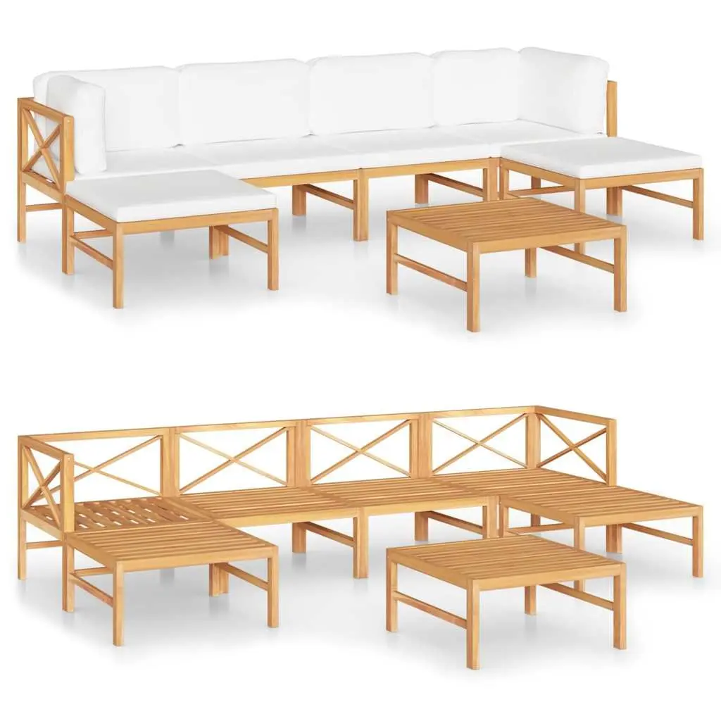 7 Piece Garden Lounge Set Outdoor Furniture Cushions Teak Wood Patio Seating