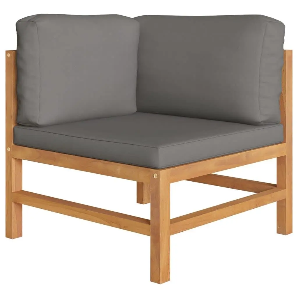 Garden Lounge Set Outdoor Furniture 6 Piece Teak Wood Grey Cushions Patio