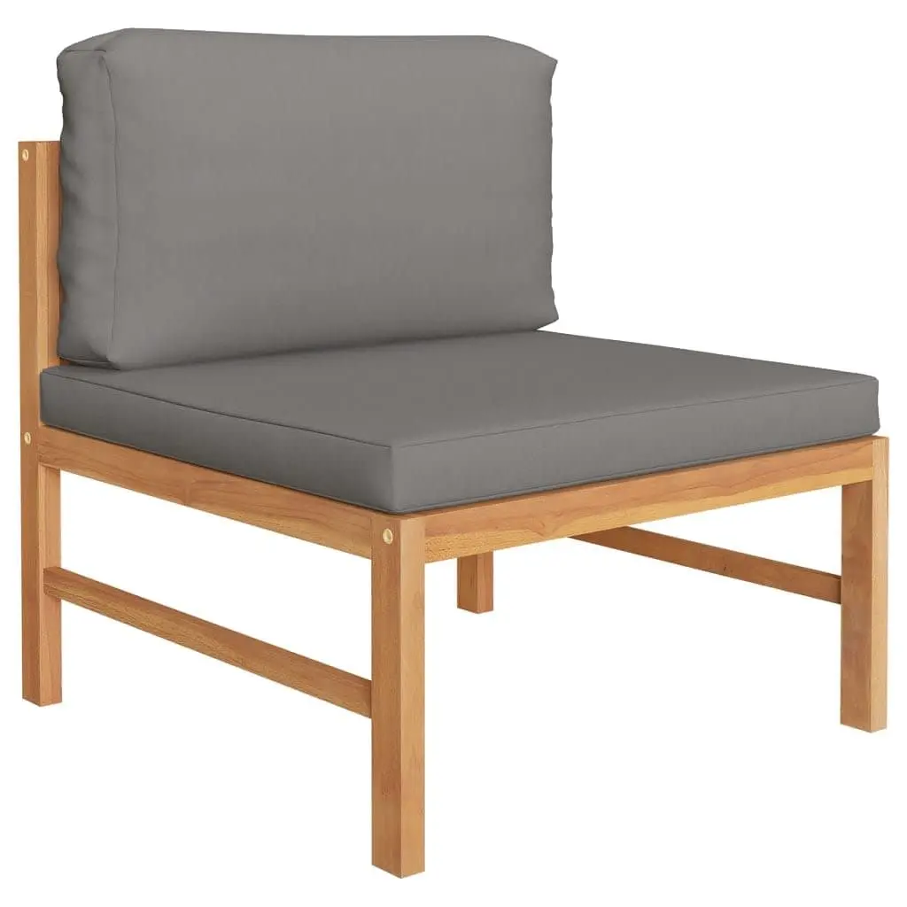 Garden Lounge Set Outdoor Furniture 6 Piece Teak Wood Grey Cushions Patio