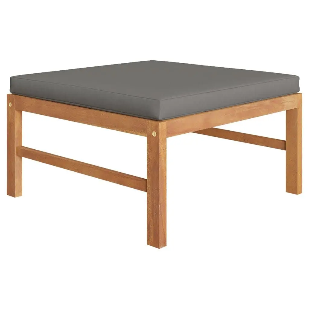 Garden Lounge Set Outdoor Furniture 6 Piece Teak Wood Grey Cushions Patio