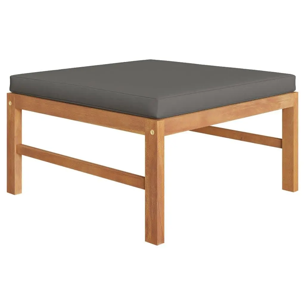 Garden Lounge Set Outdoor Furniture Teak Wood Grey Cushions 4 Piece