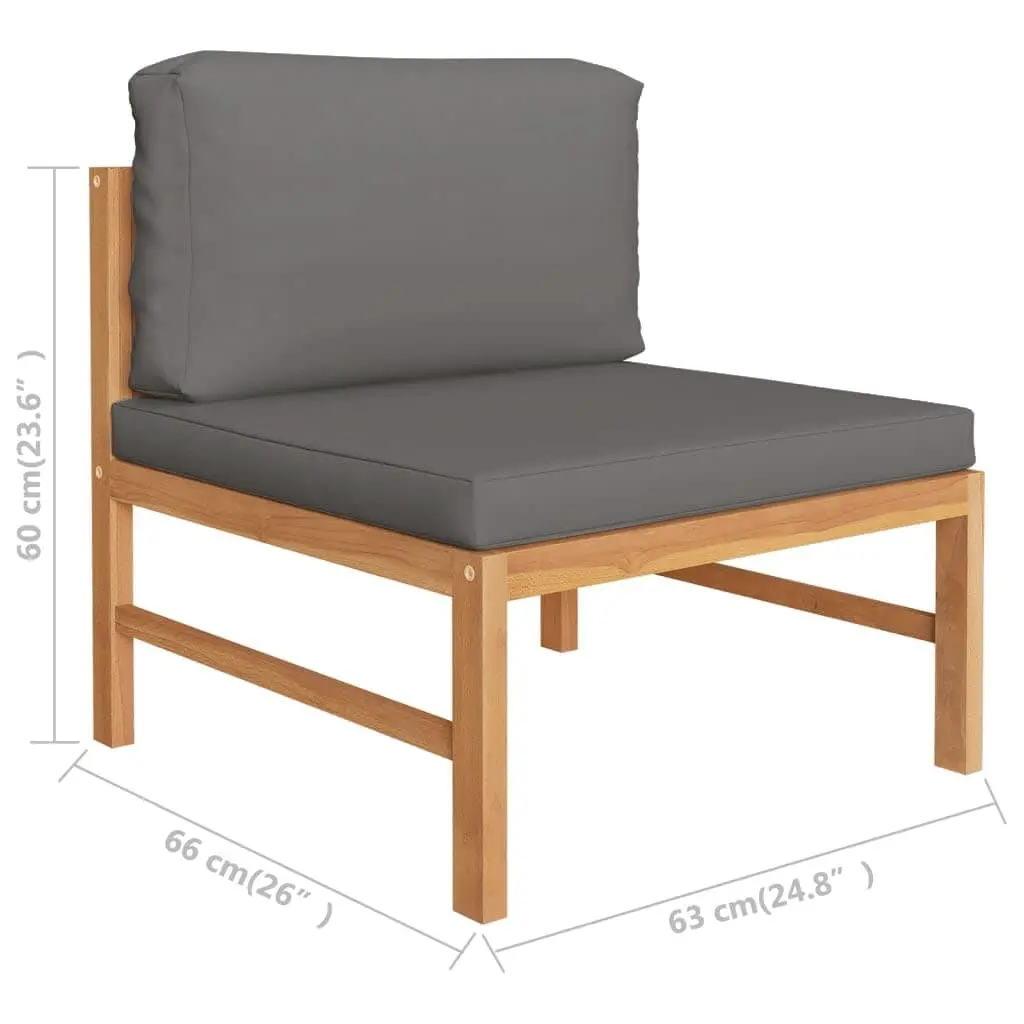 Garden Lounge Set Outdoor Furniture Teak Wood Grey Cushions 4 Piece