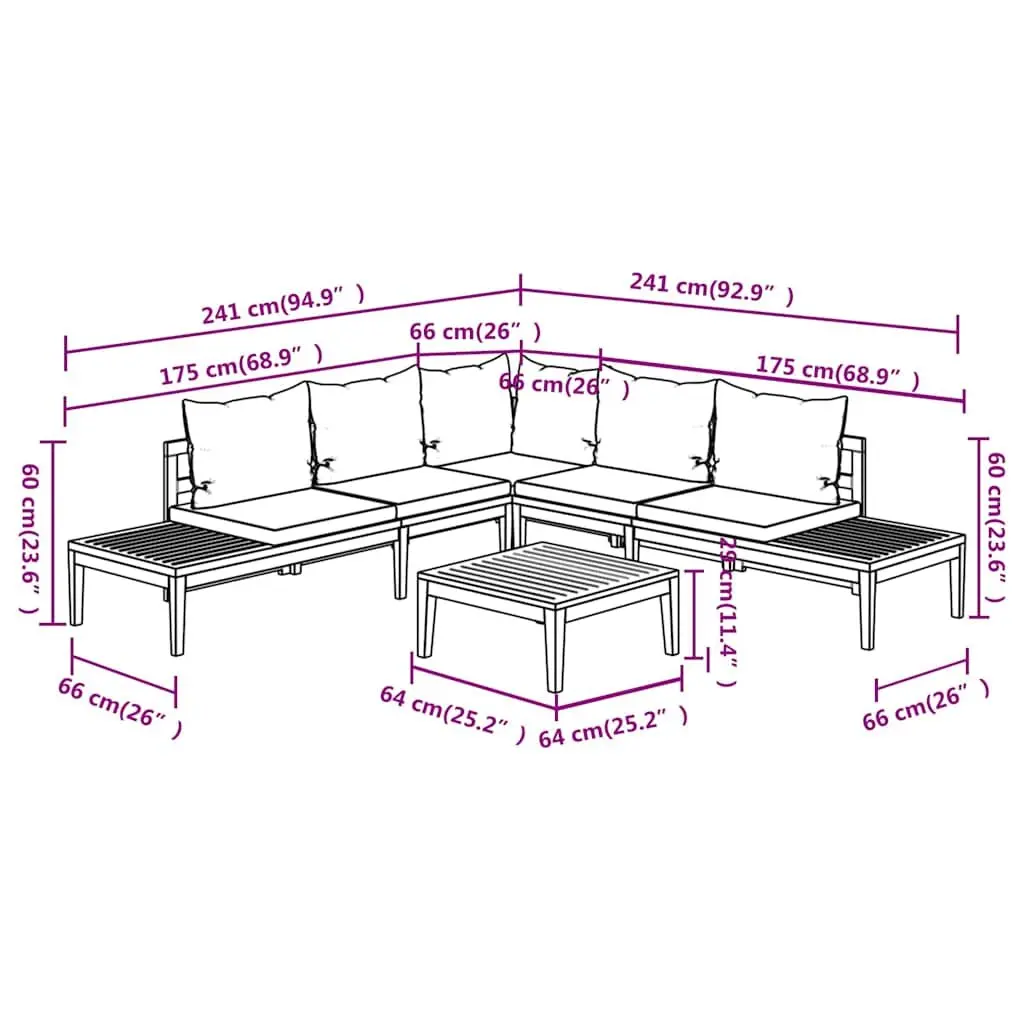 Garden Lounge Set 4 Piece Patio Furniture Outdoor Acacia Wood with Cushions