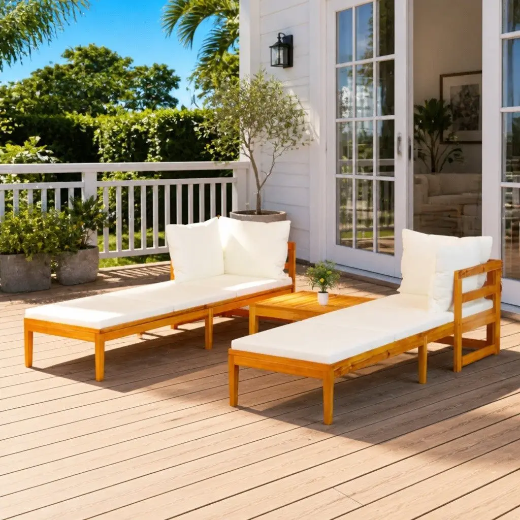 3 Piece Modular Garden Lounge Set with Acacia Wood
