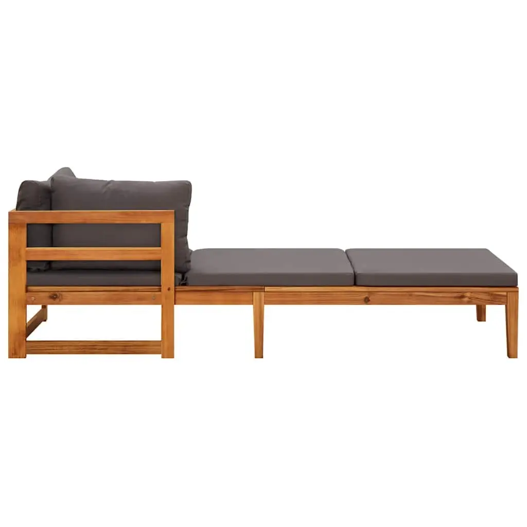 Garden Lounge Set Outdoor Use 3 Piece Acacia Wood Grey Cushioned