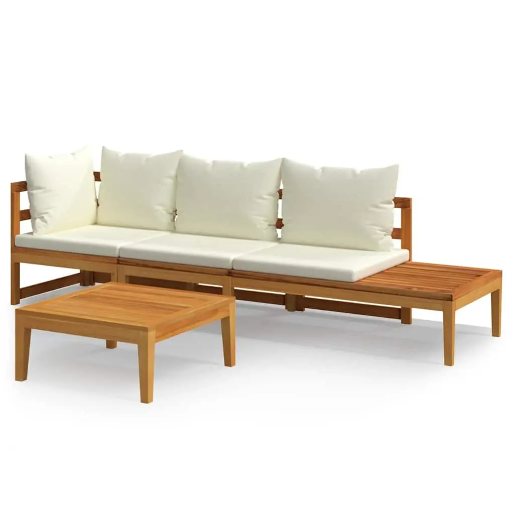 Garden Lounge Set 3 Piece Outdoor Furniture Acacia Wood Patio Sofa with Cushions