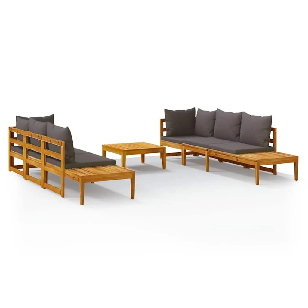5 Piece Outdoor Lounge Set Patio Furniture Acacia Wood with Dark Grey Cushions