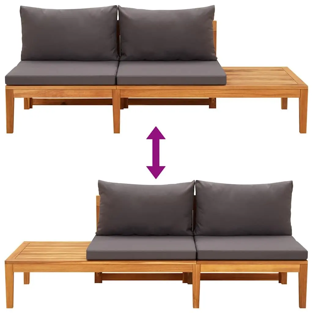 5 Piece Outdoor Lounge Set Patio Furniture Acacia Wood with Dark Grey Cushions