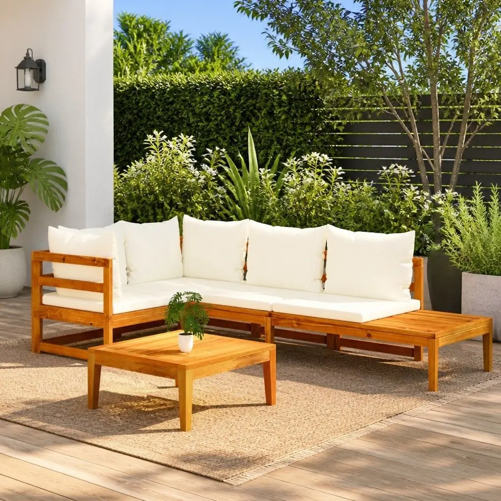 Wooden Garden Lounge Set 4 Piece Patio Furniture with Cushions
