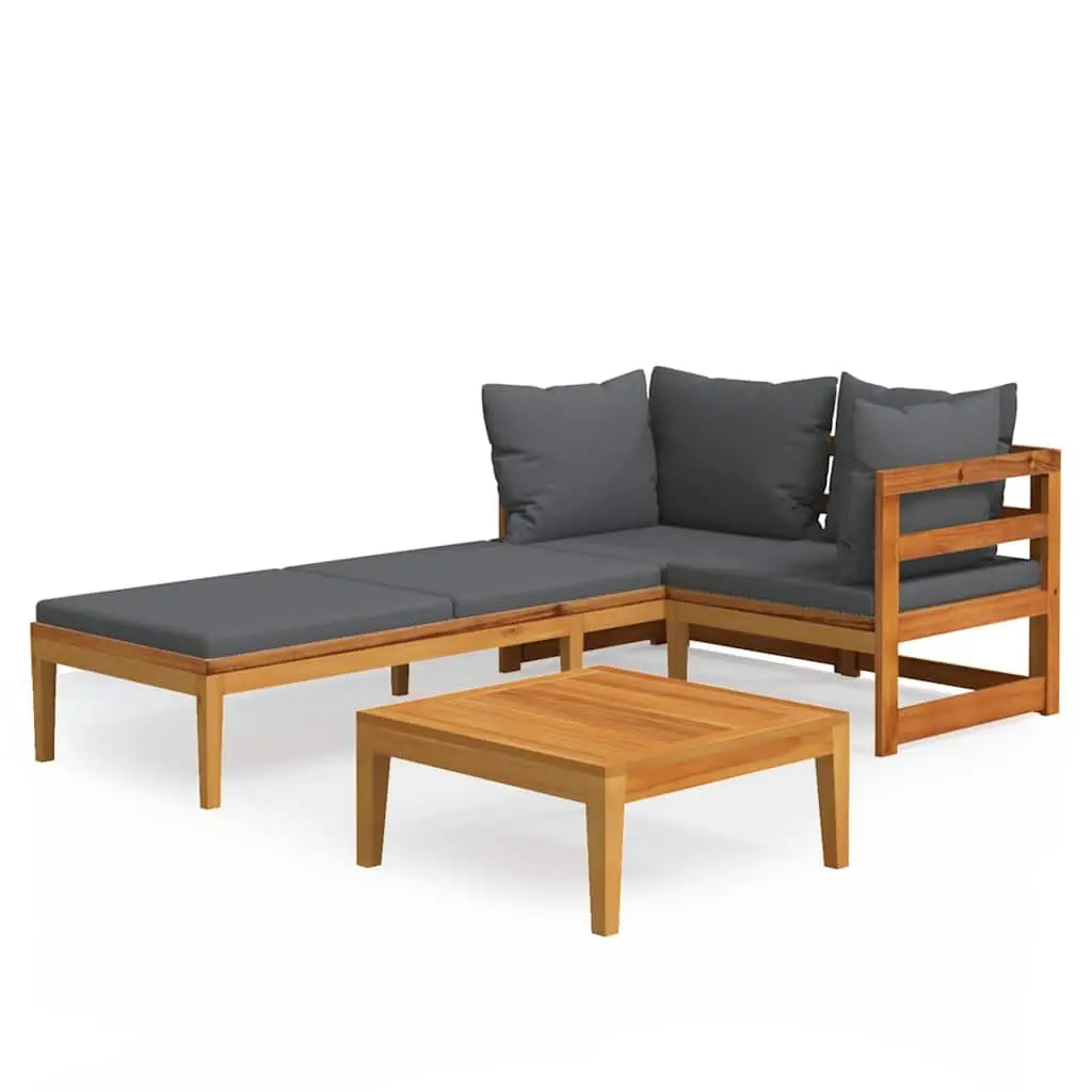 Garden Lounge Set Outdoor Patio Furniture 3 Piece Acacia Wood with Cushions