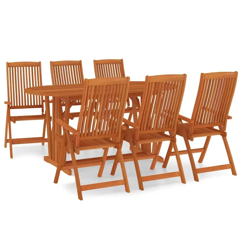 7 Piece Outdoor Dining Set Eucalyptus Wood Patio Garden Table Chairs