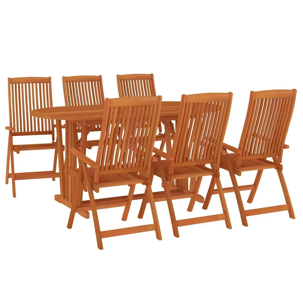 7 Piece Outdoor Dining Set Eucalyptus Wood Patio Garden Table Chairs