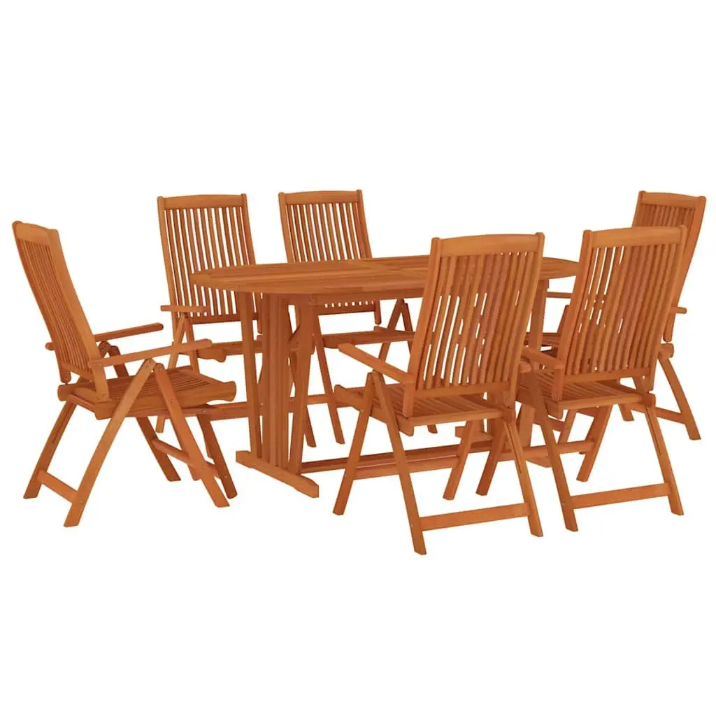7 Piece Outdoor Dining Set Solid Eucalyptus Wood Garden Patio Furniture Brown