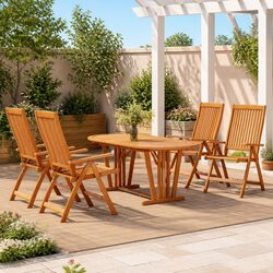 5-Piece Extendable Eucalyptus Wood Dining Set