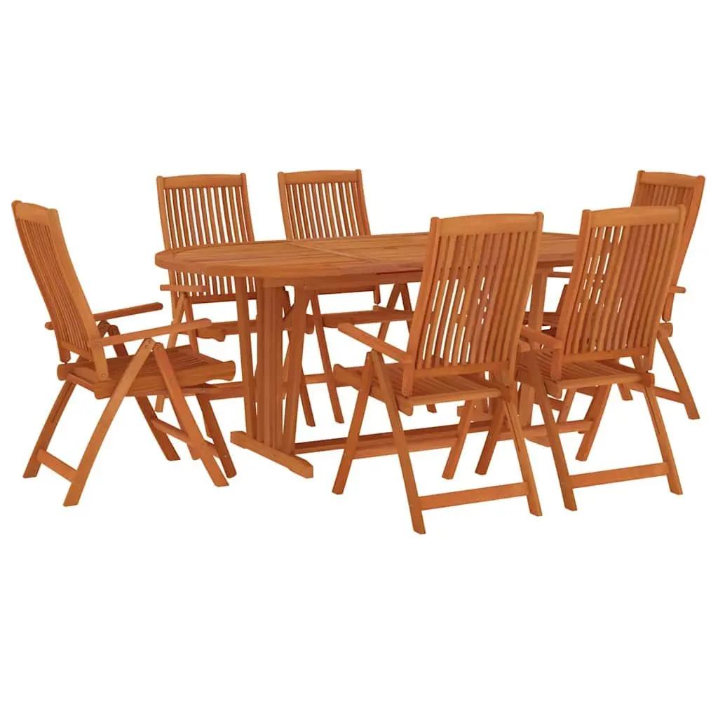 Garden Dining Set 7 Piece Outdoor Furniture Table Chairs Eucalyptus Wood Brown