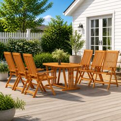 Folding Garden Chairs 6 pcs Solid Wood Eucalyptus Brown Outdoor Reclining