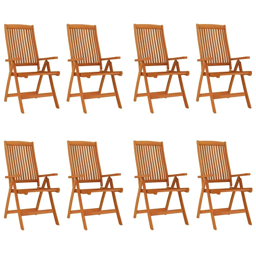 Outdoor Folding Garden Chairs 8pcs Solid Wood Eucalyptus Brown Reclining