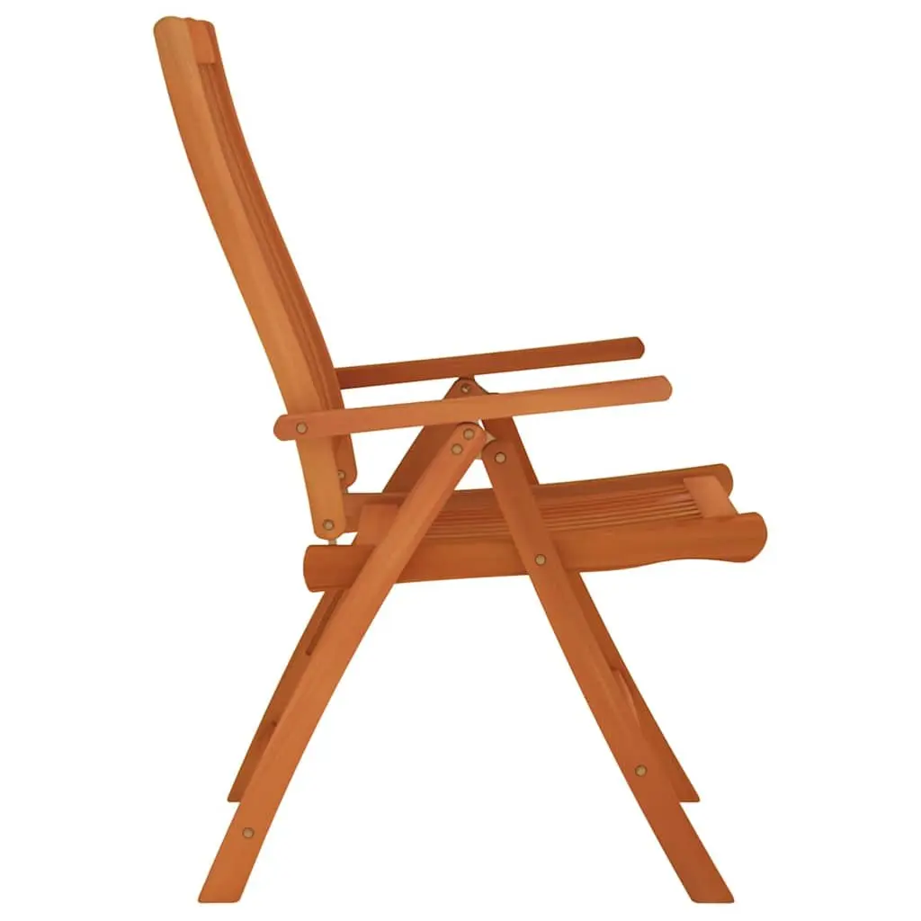 Outdoor Folding Garden Chairs 8pcs Solid Wood Eucalyptus Brown Reclining