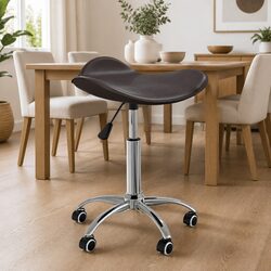 Swivel Dining Chair Specifications: Brown Faux Leather, Gas Lift