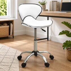 Office Chair White Swivel Desk Seat Height Adjustable 360 Degree Wheels Mobility