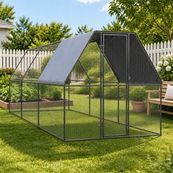 Outdoor Chicken Cage Specifications: 2x6x2m Galvanised Steel Enclosure